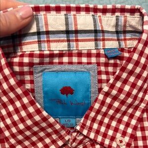 Men's Red Gingham Button-Down Shirt